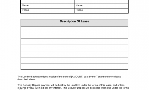 printable receipt for lease security deposit template  by businessin rental security deposit receipt template