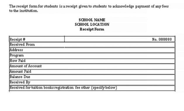 printable school receipt template  welding rodeo designer school tuition receipt template pdf