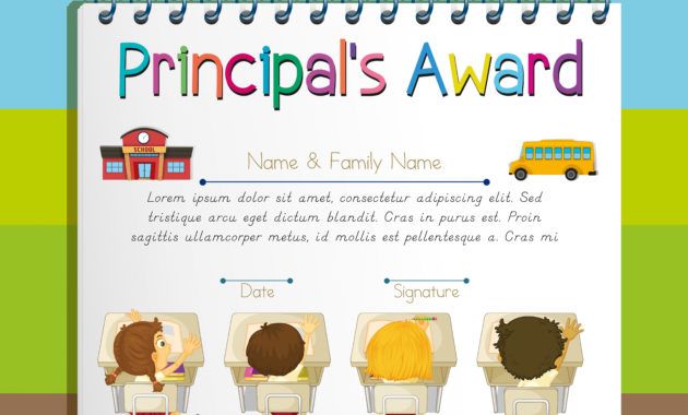 editable certificate template for principal's award  download free principal's award certificate template samples