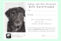 editable gift certificate for a bespoke indian ink pet portrait by gina dog gift certificate template excel