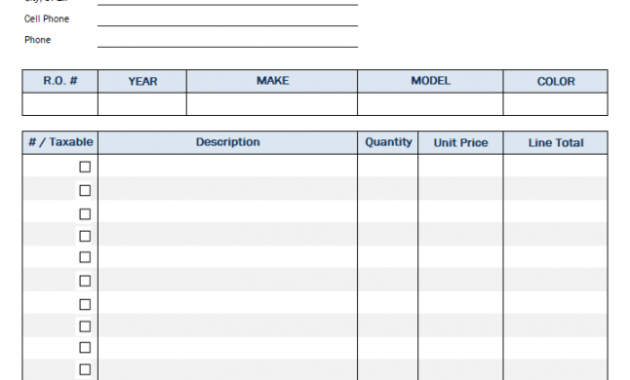 free auto repair invoice template auto body receipt template doc