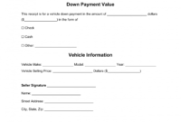 free car vehicle downpayment receipt template  word  pdf auto deposit receipt template pdf