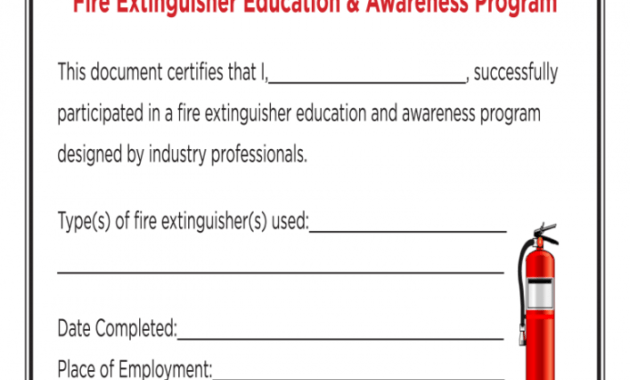 free extinguisher certificate  fill online printable fillable fall protection training certificate template