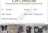 free portrait gift vouchers  artist photographer user dog gift certificate template pdf