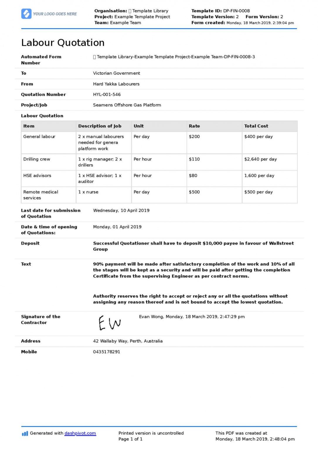 Free Quotation For Manpower Supply Proven Format Sample And Consultancy ...