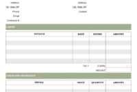 parts and labor invoicing format auto parts receipt template sample