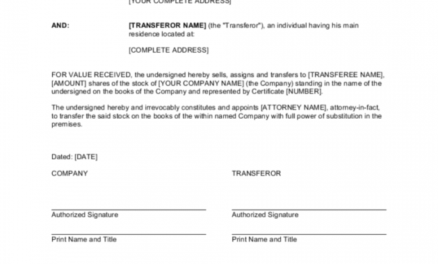 printable assignment and transfer of stock certificate template  by stock transfer certificate template doc