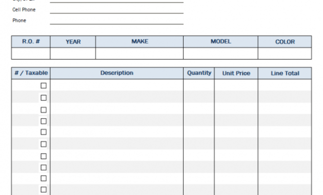 printable auto repair invoice template auto parts receipt template