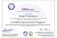 printable editable confined space training certificate template wosing confined space training certificate template doc