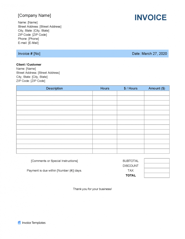 Printable Free Blank Invoice Templates In Pdf Word & Excel Grocery ...