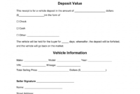 printable free car vehicle purchase deposit receipt template  word auto deposit receipt template