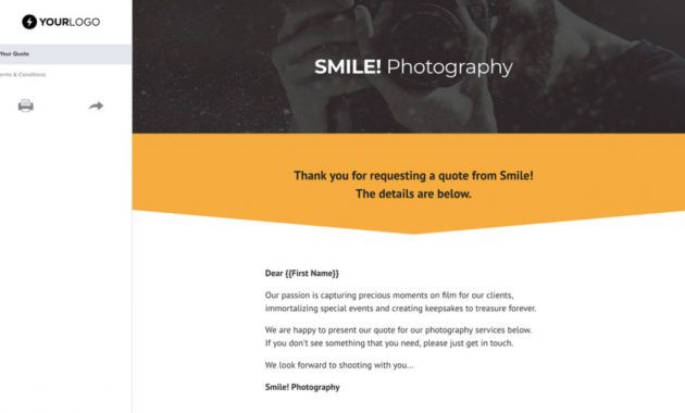 sample of free photography quote template  better proposals wedding photography quotation template word