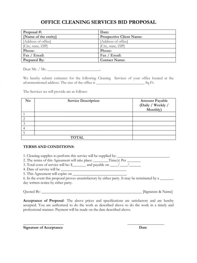 sample of proposal for cleaning services doc  fill online printable cleaning services quotation template pdf