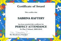 100 attendance certificate template  klauuuudia perfect attendance award certificate template samples