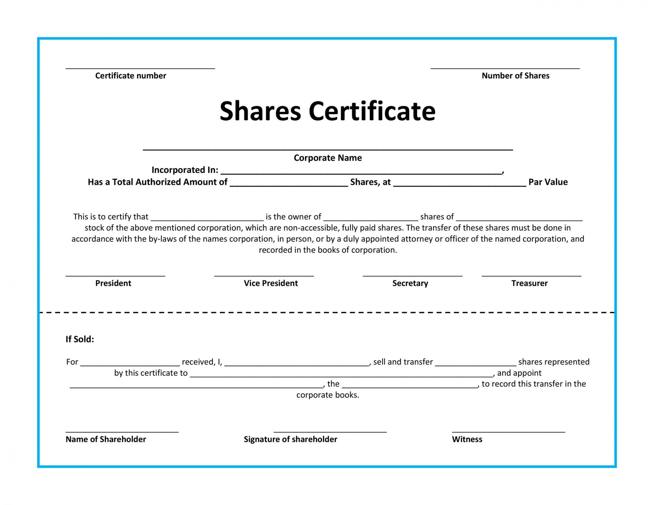 40 free stock certificate templates word pdf ᐅ templatelab corporation stock certificate template samples