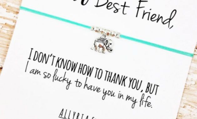 best friend bracelet  friend thank you card  friendship bracelet  lucky  elephant bracelet  gift for best friend  soul sister gift thank you card for a friend image