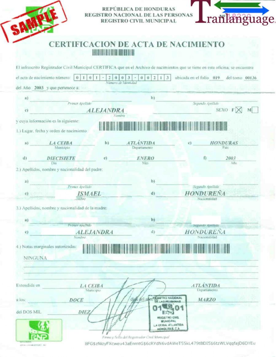 birth certificate honduras intended for birth certificate translate birth certificate from spanish to english template doc