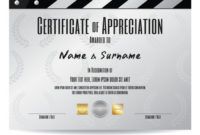 certificate of appreciation with movie film slate movie award certificate template pdf