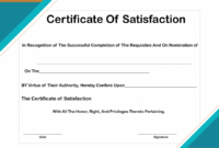 editable 5 sample free certificate of satisfaction template certificate of satisfaction template