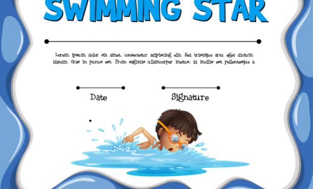 editable swimming star certification template with swimmer swimming certificate template examples