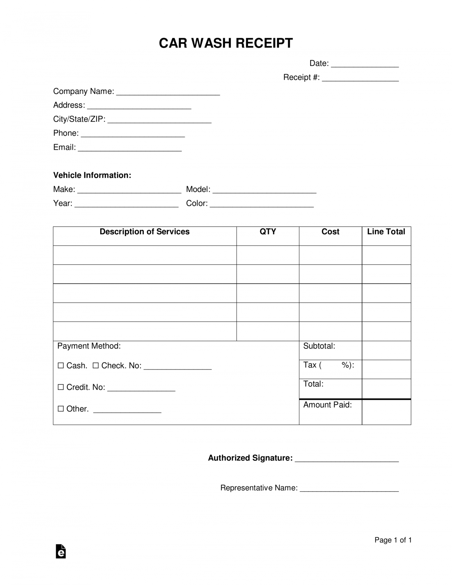 Free Car Wash Receipt Template Word Pdf Eforms Free Car Detailing ...