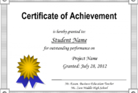 free certificateofachievementtemplate academic achievement award certificate template excel