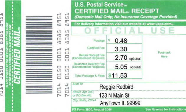 free certified mail information certified mail receipt template sample