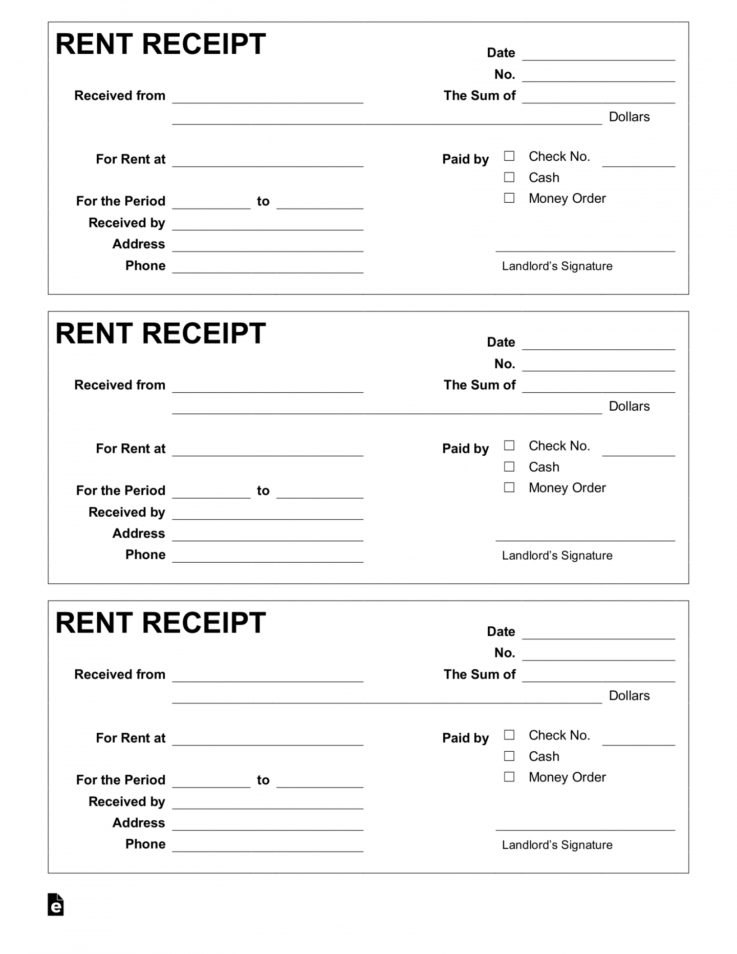 free free rent receipt template  pdf  word  eforms  free apartment rental receipt template doc
