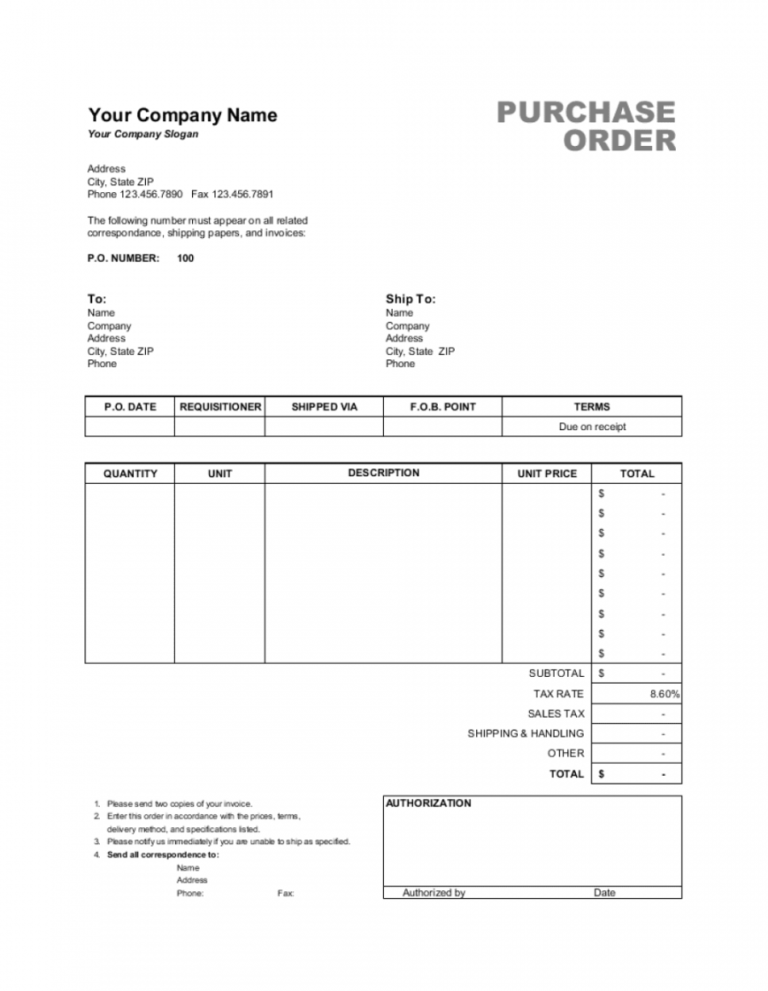 Free Purchase Order Excel Template By Businessinabox™ Purchase Order ...