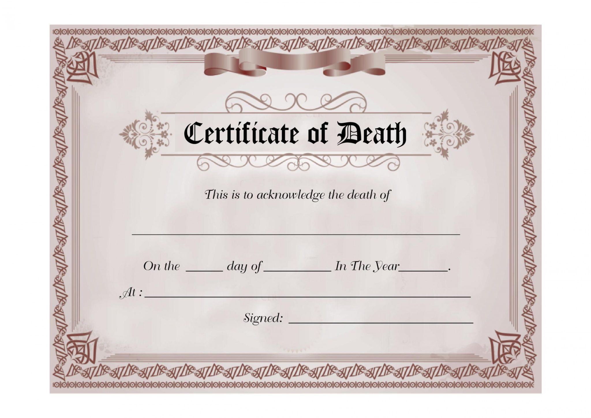 Printable 37 Blank Death Certificate Templates 100% Free ᐅ Templatelab ...