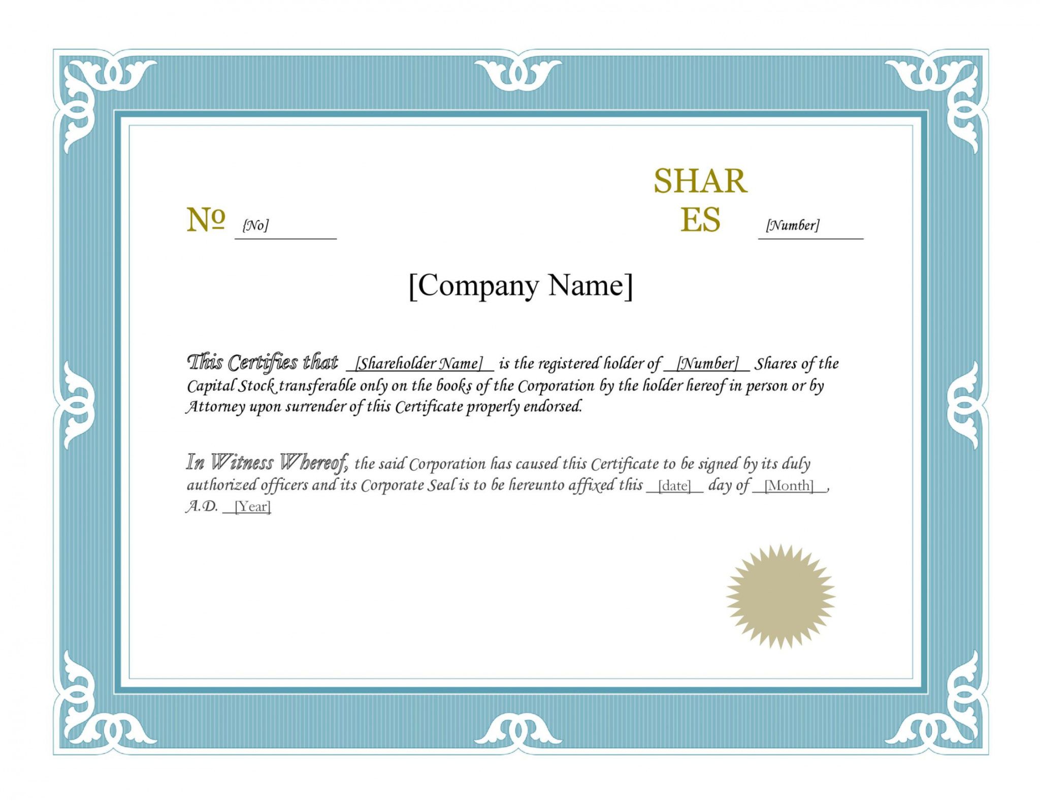 Printable 40 Free Stock Certificate Templates Word Pdf ᐅ Templatelab ...