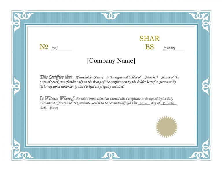 free downloadable certificate template word