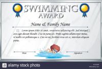 printable certificate template for swimming award illustration stock swimming certificate template doc