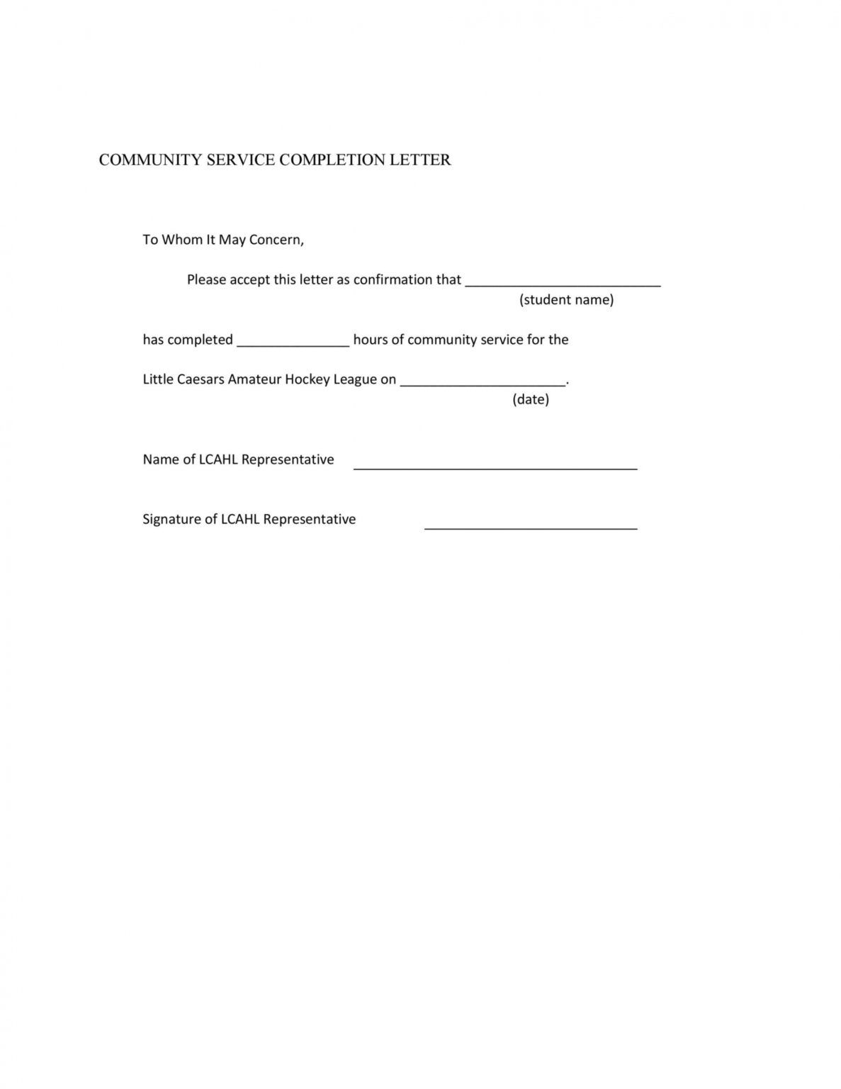 Printable Community Service Letter 40 Templates Completion Community ...