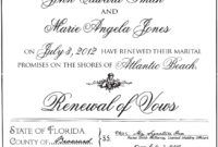 printable florida vow renewal certificates  wedding officiant ft renewal wedding vows certificate template examples