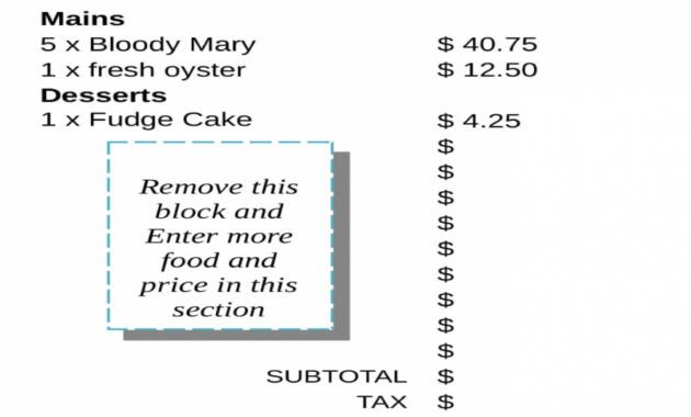 printable free 4 restaurant receipt forms in pdf  ms word  excel itemized restaurant receipt template sample