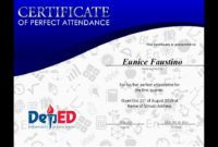 printable free template certificate of perfect attendance for teachers from deped and  private school perfect attendance award certificate template excel