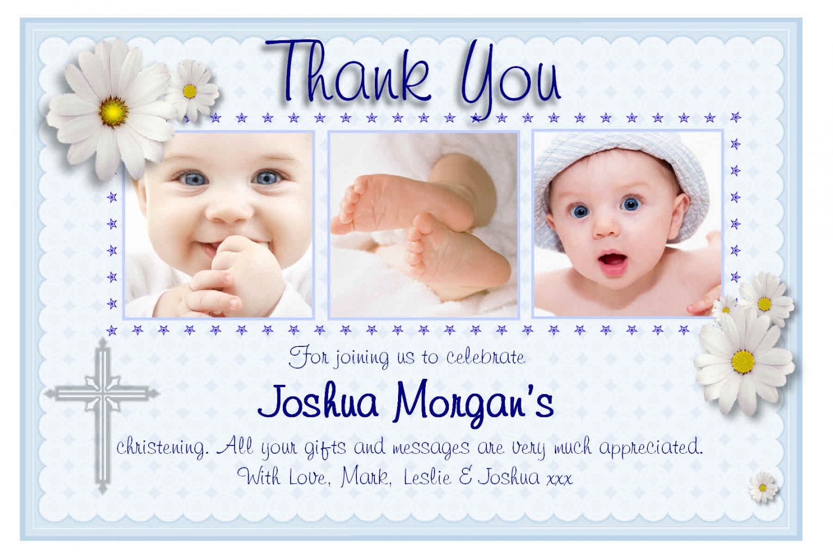 free 10 personalised christening baptism thank you photo cards n130 thank you card for baptism design