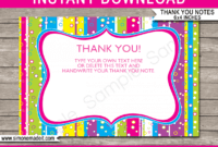 printable colorful party thank you cards template thank you card for coming to my birthday party image