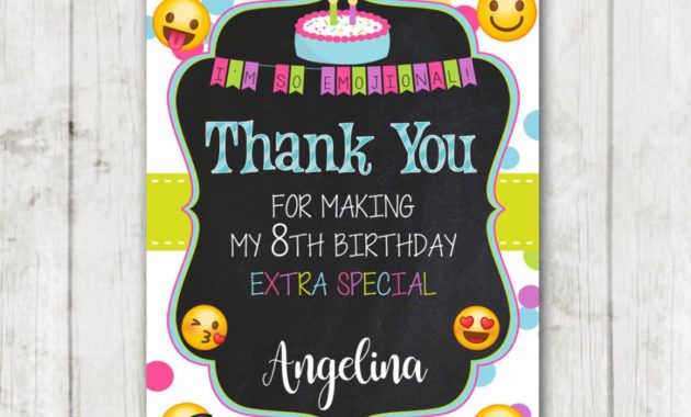 printable printable emoji thank you cards thank you card for coming to my birthday party design