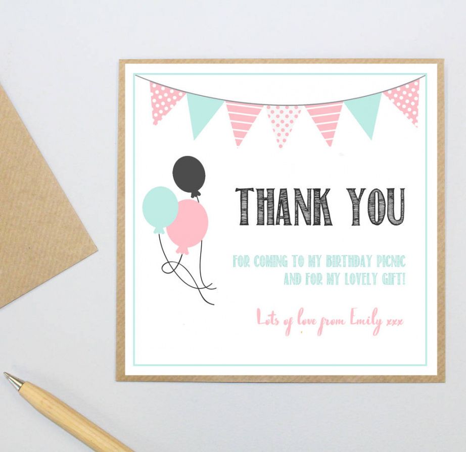 sample of personalised party &amp;#039;thank you&amp;#039; postcards thank you card for coming to my birthday party gallery