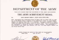 army achievement medal army achievement medal certificate template examples