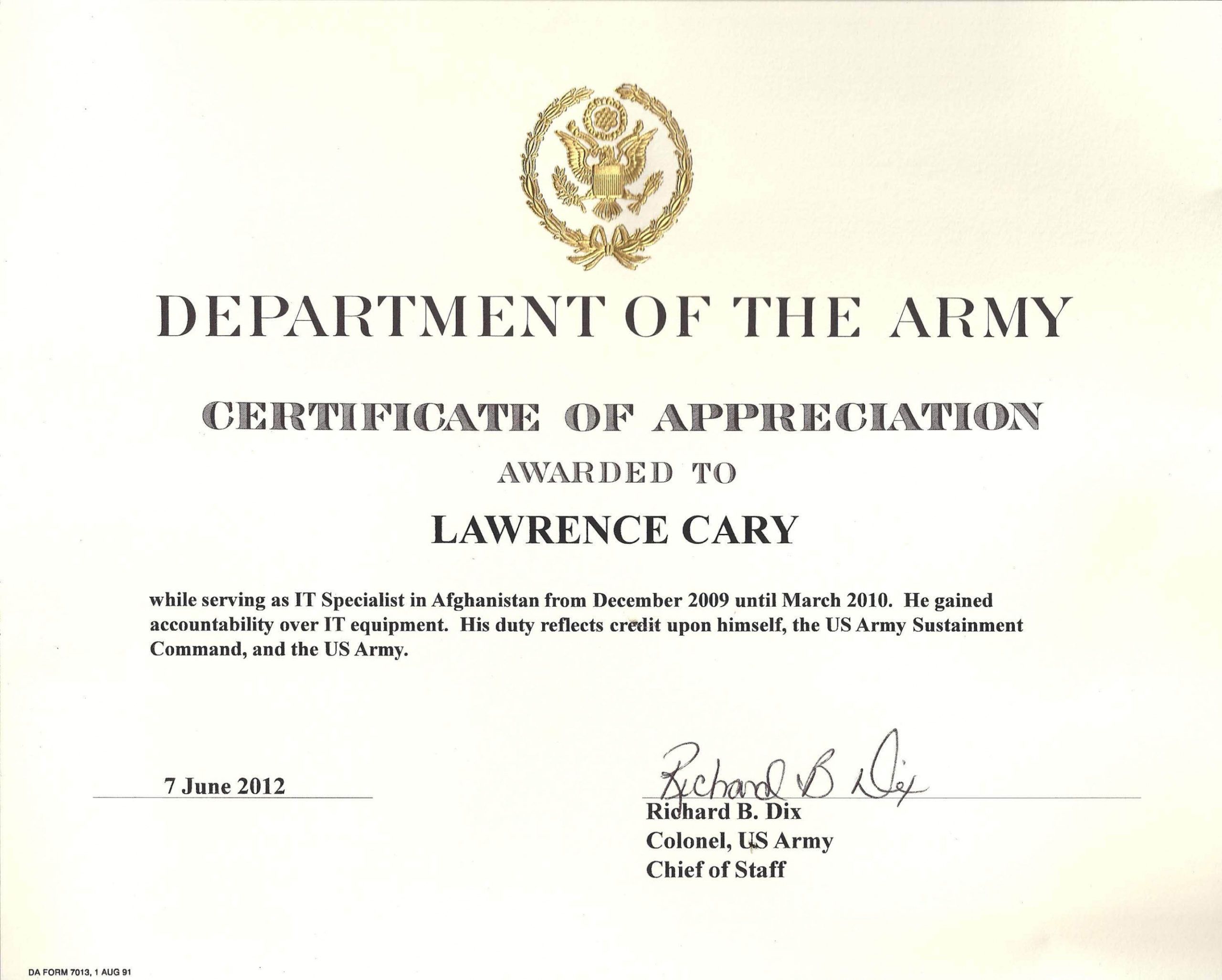 Editable 6 Army Appreciation Certificate Templates Pdf Docx Us Army