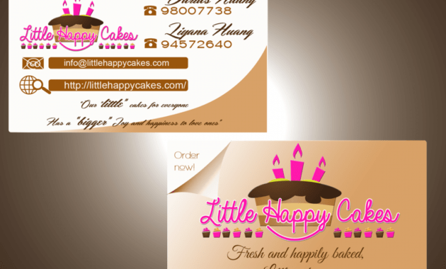 editable modern personable bakery business card design for little cake decorating business card templates