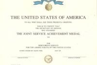 free genuine joint service achievement award medal certificate army achievement medal certificate template examples