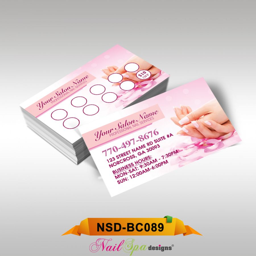 printable nail spa business card bc089 nail technician business card designs examples
