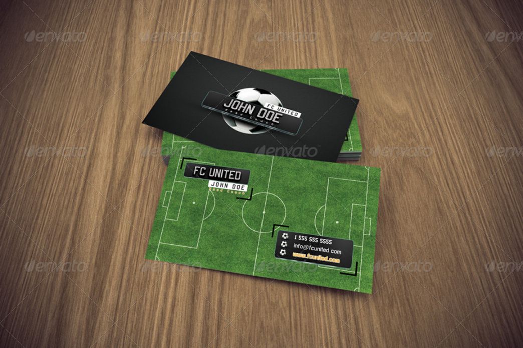 business card soccer  giant design soccer coach business card