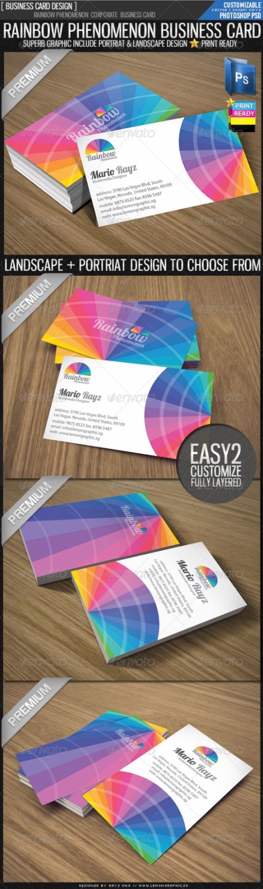 editable cardview  business card &amp;amp; visit card design inspiration rainbow business card template samples