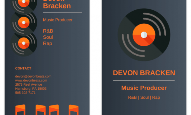 editable orange producer music business card template music producer business card samples