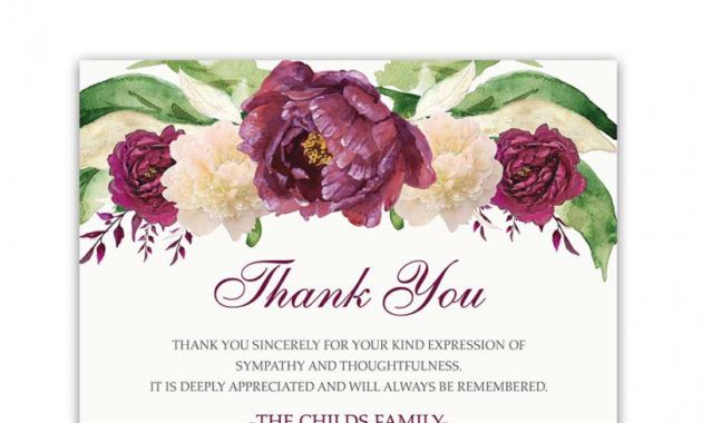 editable sympathy thank you card for condolences purple floral thank you for your sympathy and condolences card